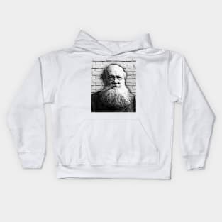 Peter Kropotkin Black And White Portrait | Peter Kropotkin Artwork Kids Hoodie